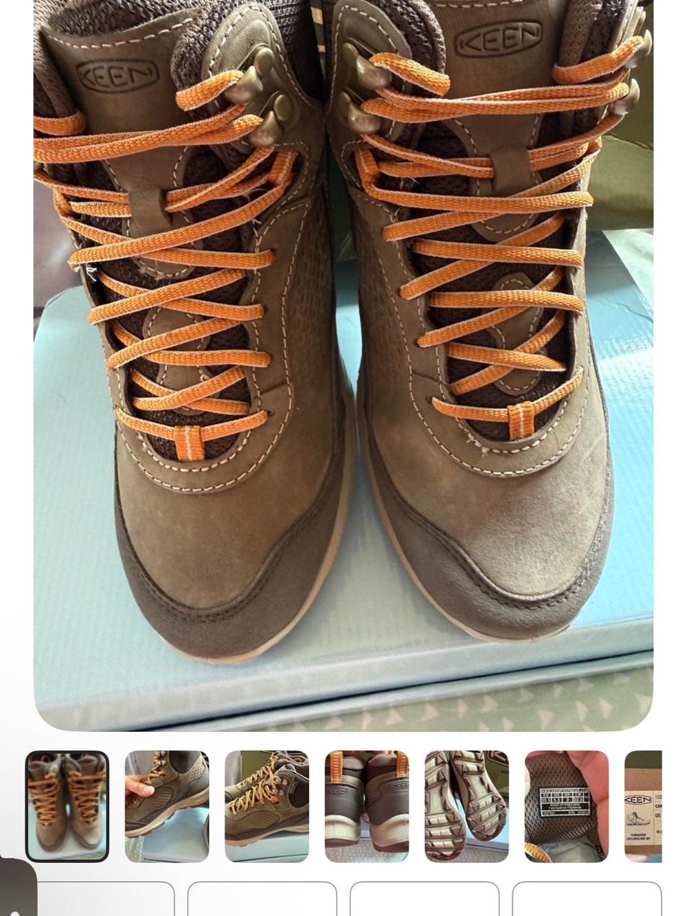 Keen Women's Lace-Up Boots in Brown with Orange Laces
